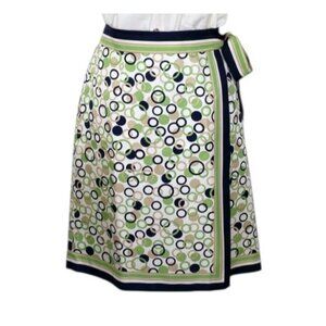 Talbots Circle Print Vintage 100% Silk Preppy Retro Style Wrap Skirt Size 14